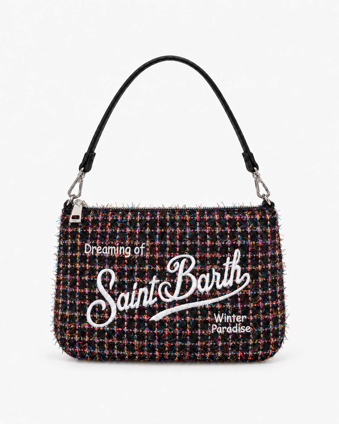 MC2 Saint Barth Borsa Donna Parisienne Mini Tweed Shiny Nero Multicolore