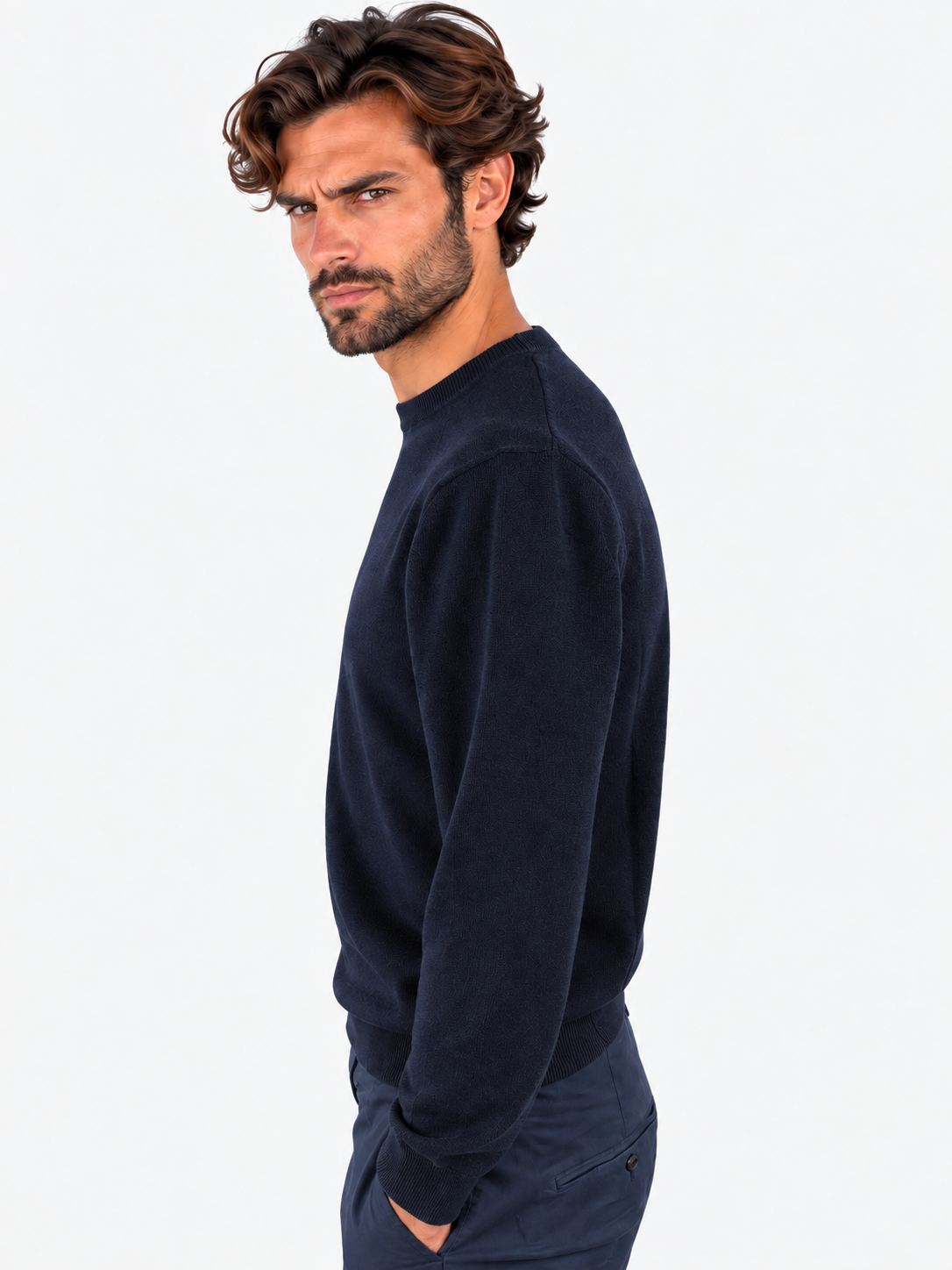 Gran Sasso Girocollo uomo in cashmere blu