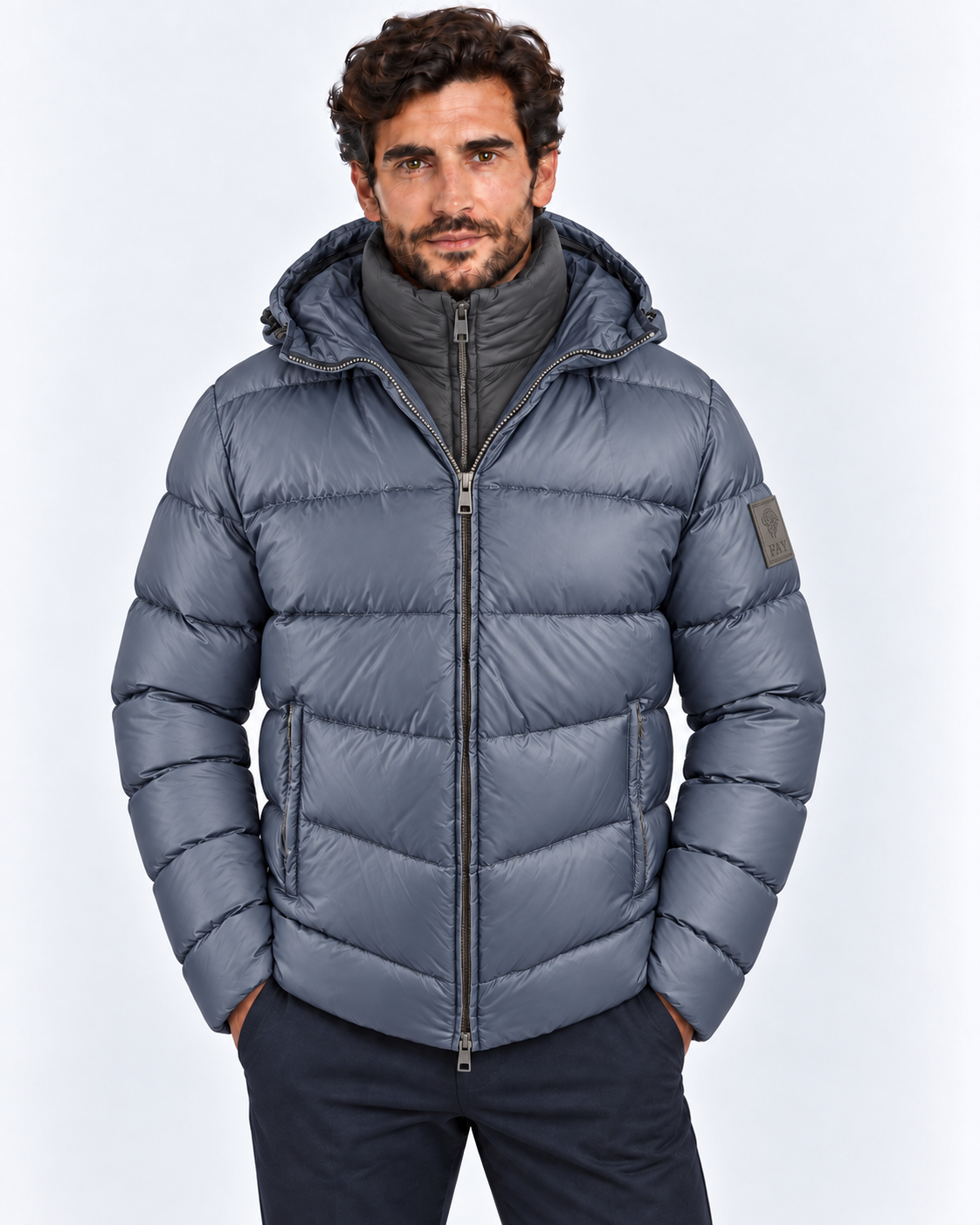Fay Piumino uomo Double Front in nylon blu