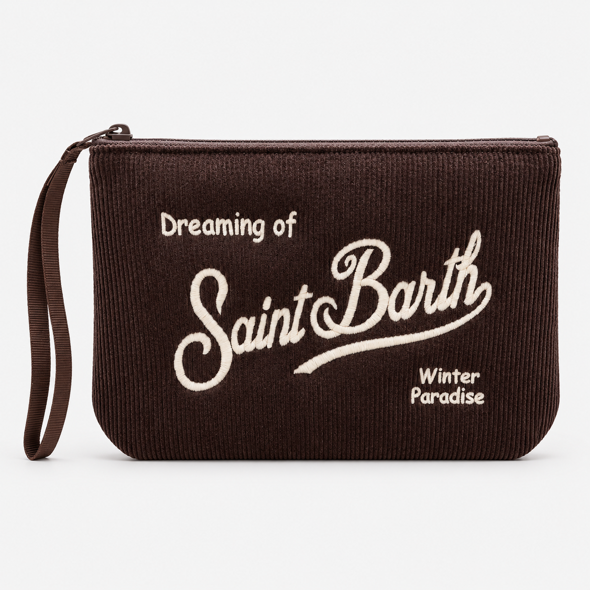 MC2 Saint Barth Pochette Donna Aline in Velluto a Coste Marrone