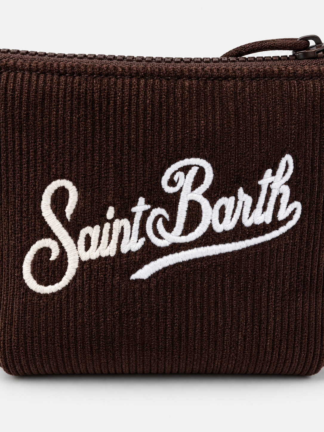 MC2 Saint Barth Pochette Donna Aline Mini in Velluto a Coste Marrone