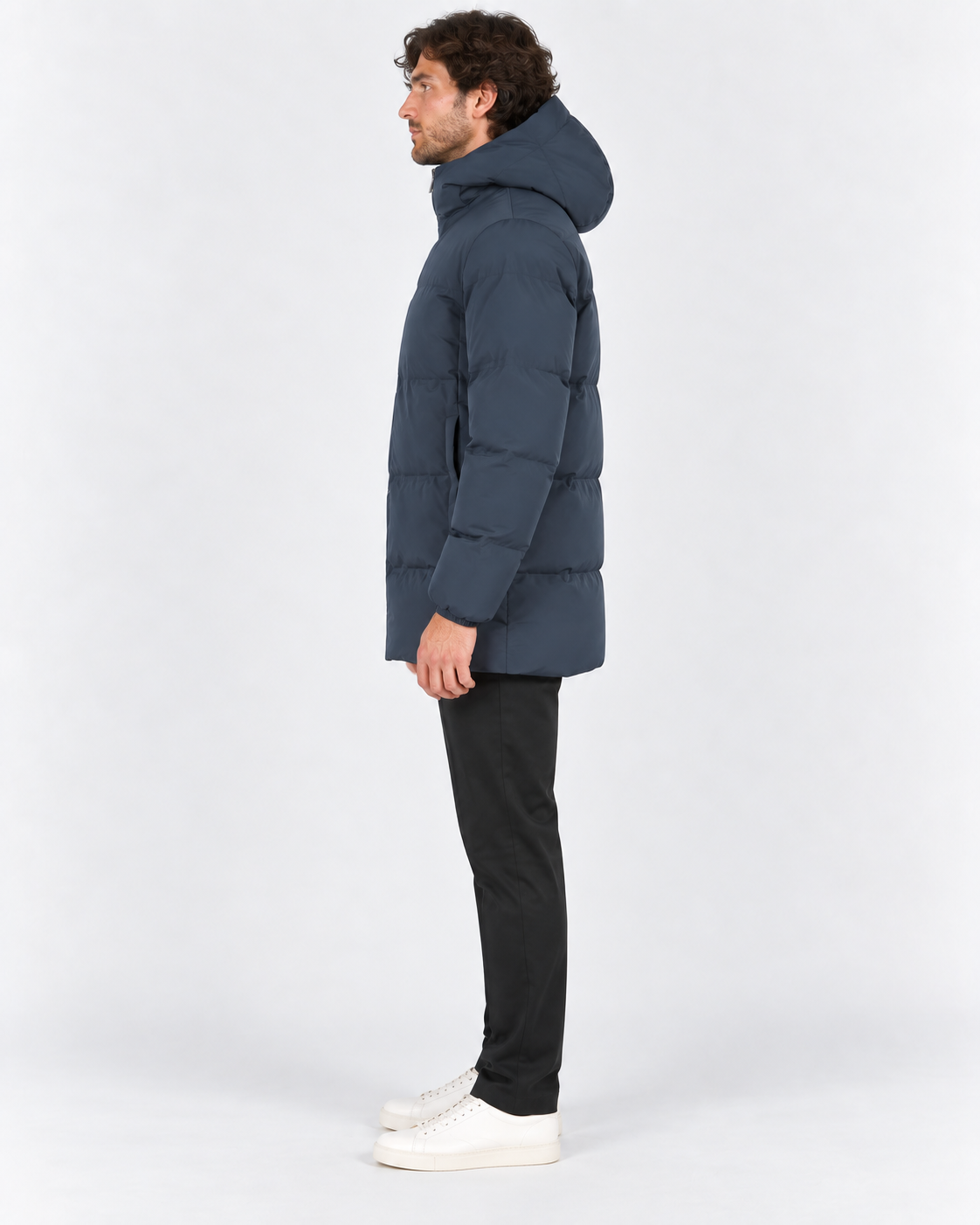 Herno Giacca lunga uomo New Impact blu con cappuccio