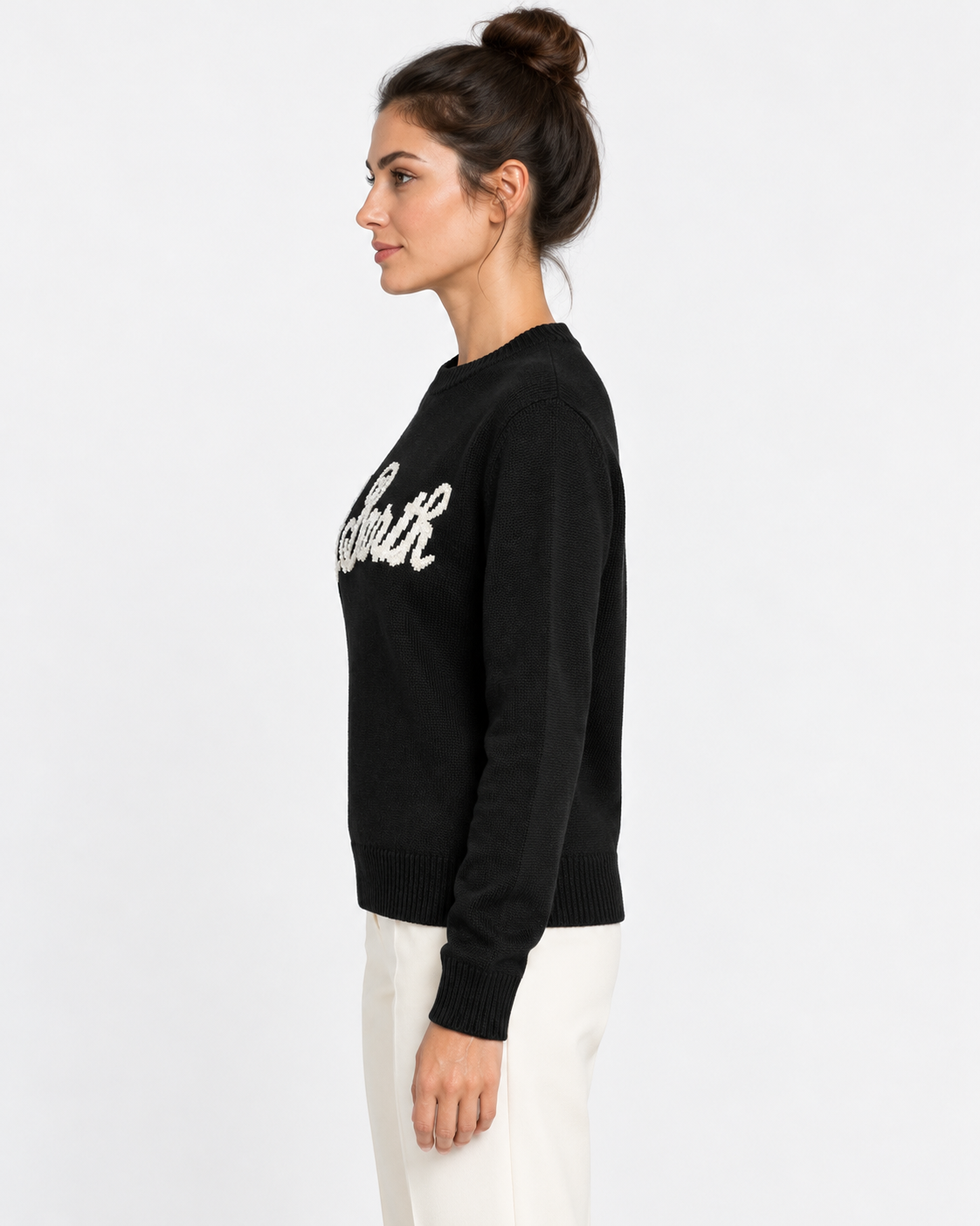 MC2 Saint Barth Maglia Donna New Queen Nera con Logo Strass