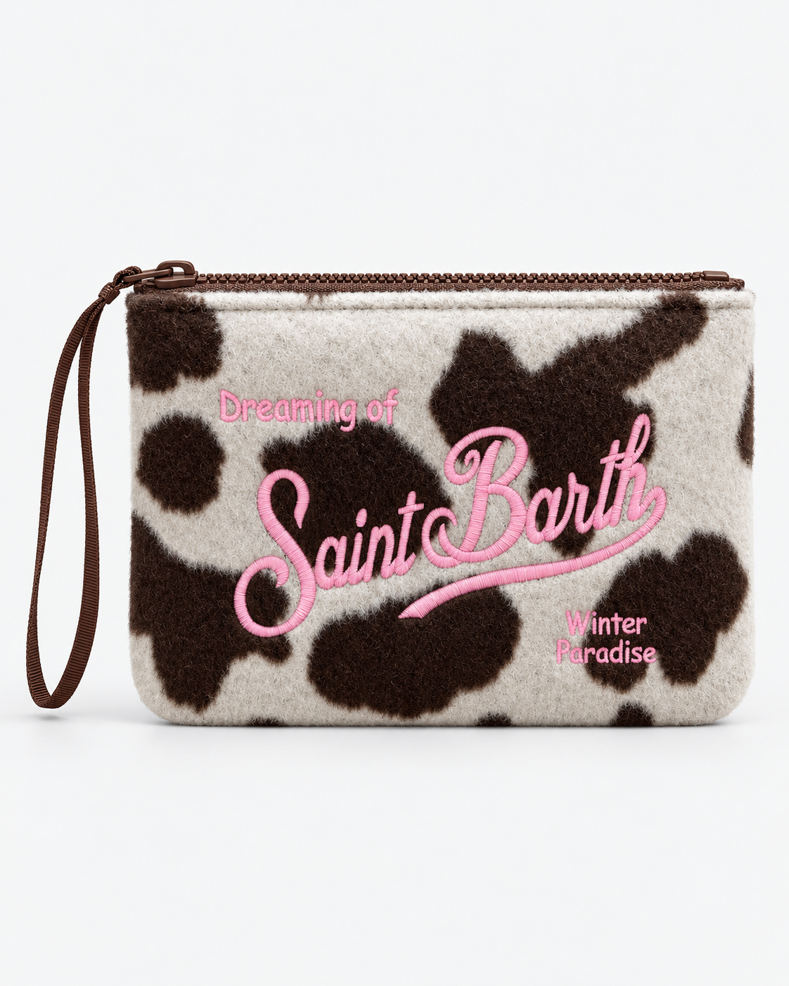 MC2 Saint Barth Pochette Donna Aline Felt Cow Panna e Marrone