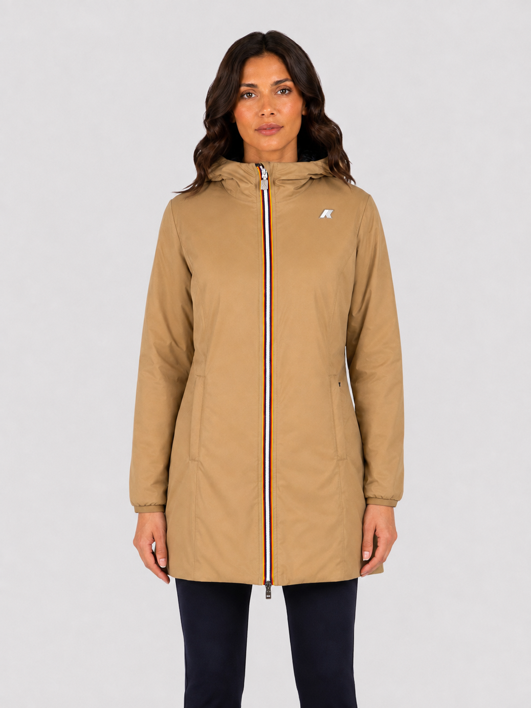 K-Way Giubbino donna 3/4 Denise St Thermo Double reversibile beige khaki-black pure