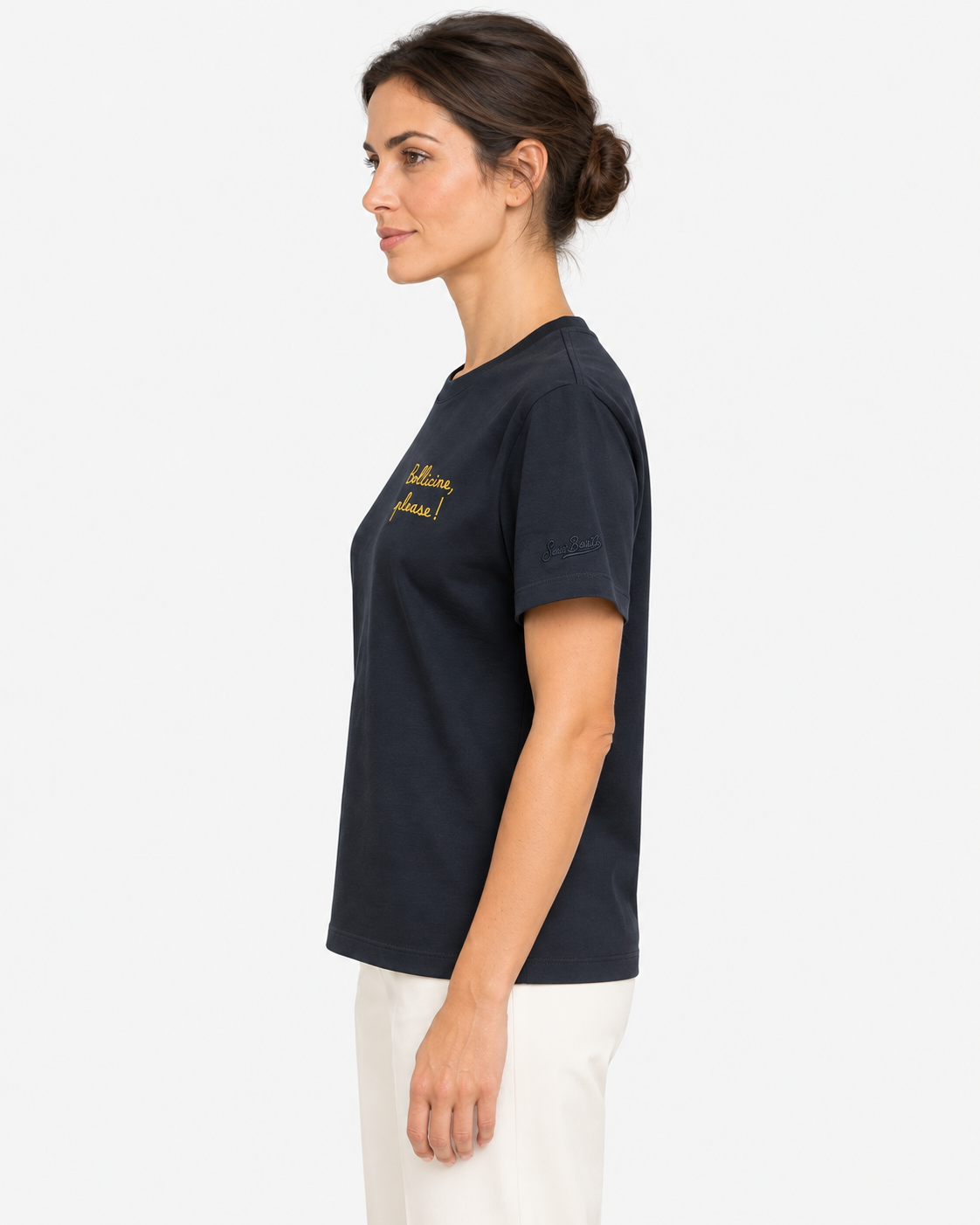 MC2 Saint Barth T-shirt Donna Emilie Bollicine Please in Cotone NERO