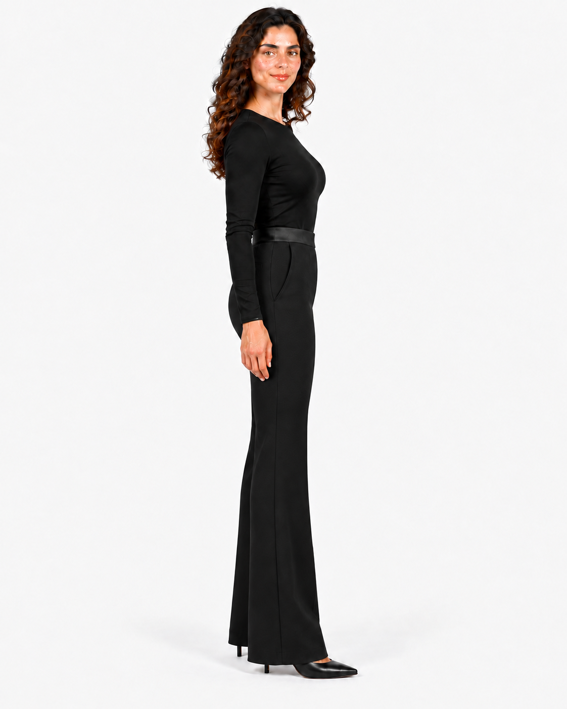 Imperial Pantalone Donna Nero a Vita Alta