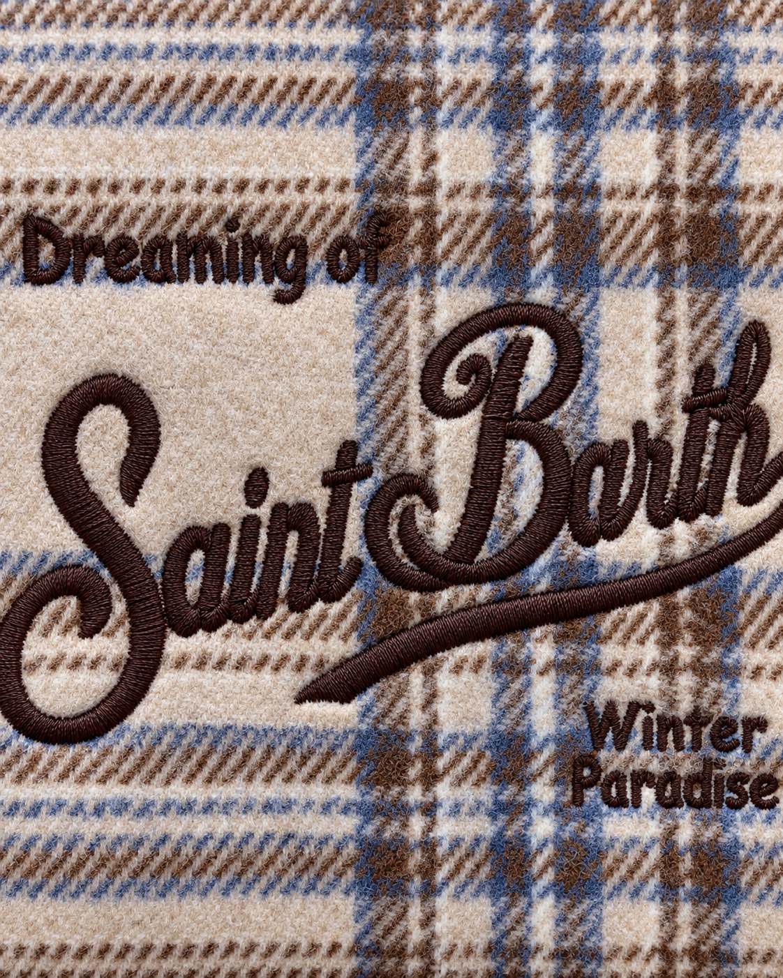 MC2 Saint Barth Pochette Donna Aline Wool Tartan Panna e Azzurro