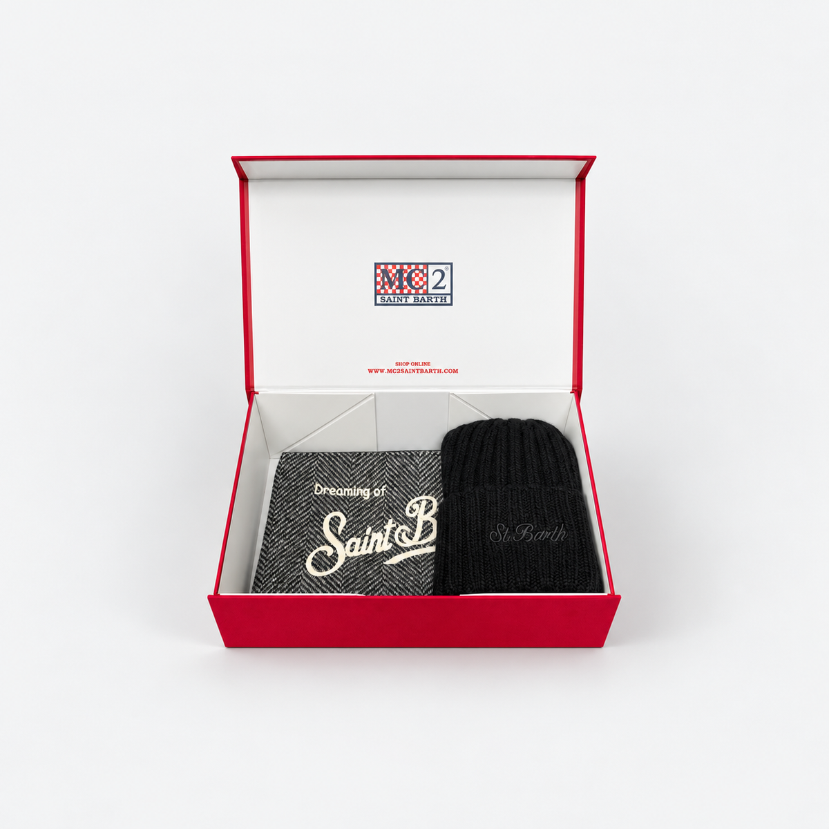 MC2 Saint Barth Christmas Box Donna con Berretto Nero e Pochette Spigata