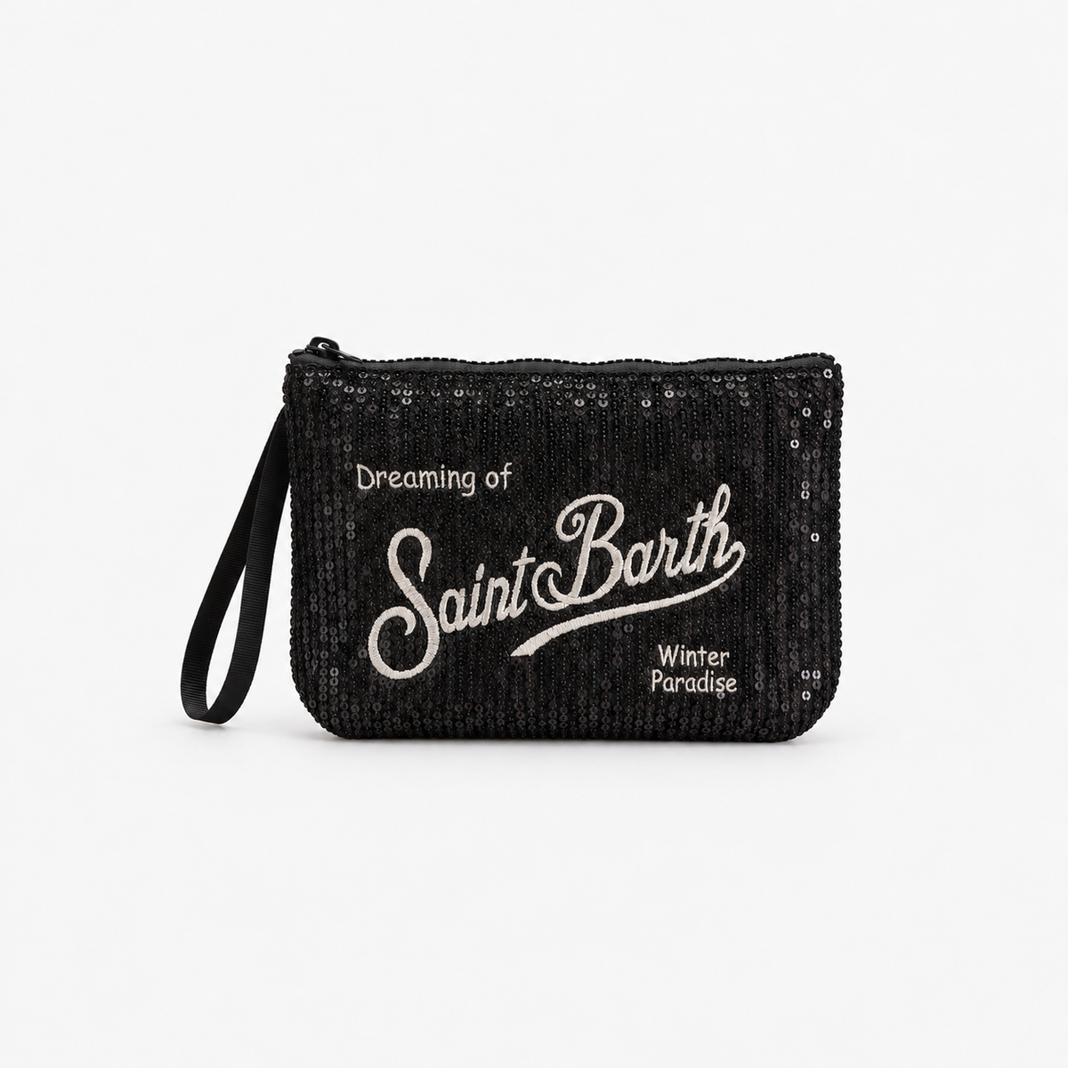 MC2 Saint Barth Pochette Donna Aline in Velluto Nero con Paillettes