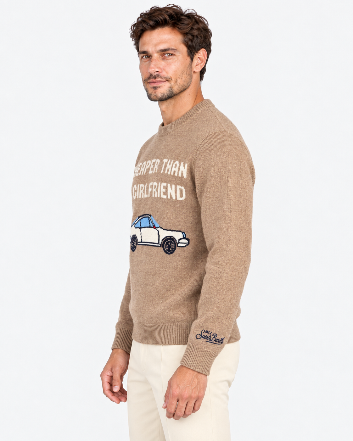 MC2 Saint Barth Maglia Uomo Cheaper Than a Girlfriend Beige