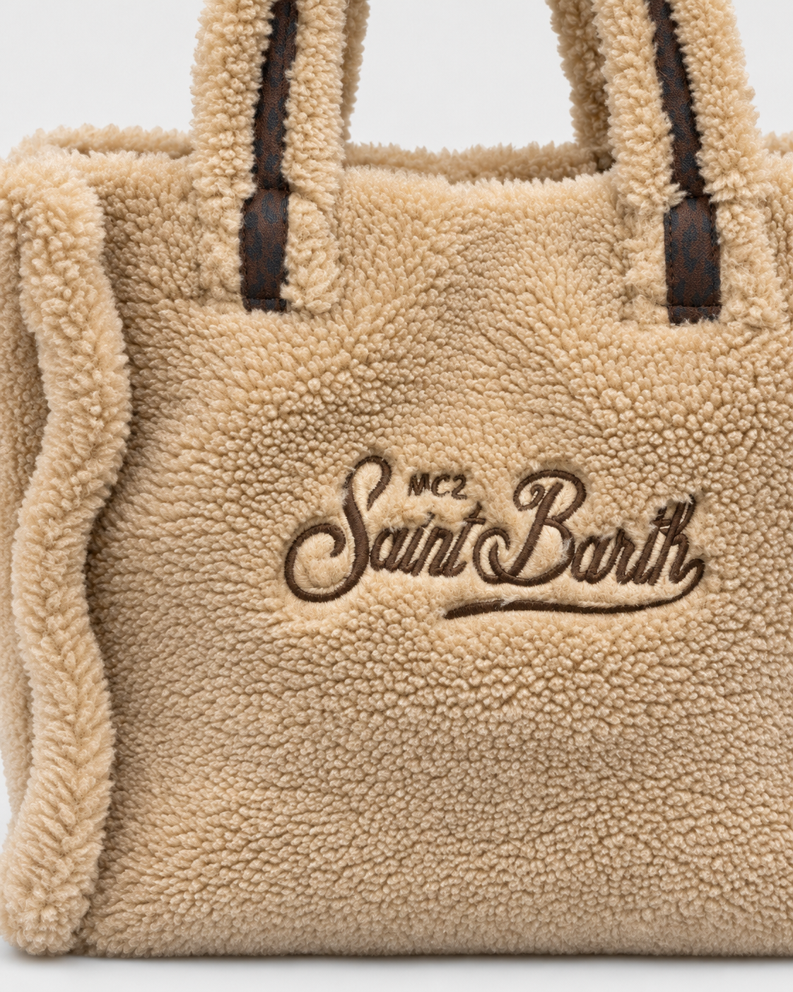 MC2 Saint Barth Borsa Donna Vanity Teddy Beige con Maxi Logo Leopard