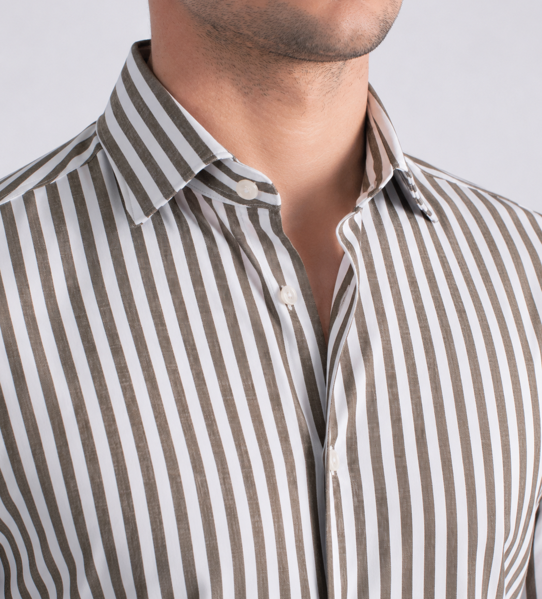 Camicia tecnica a righe brown