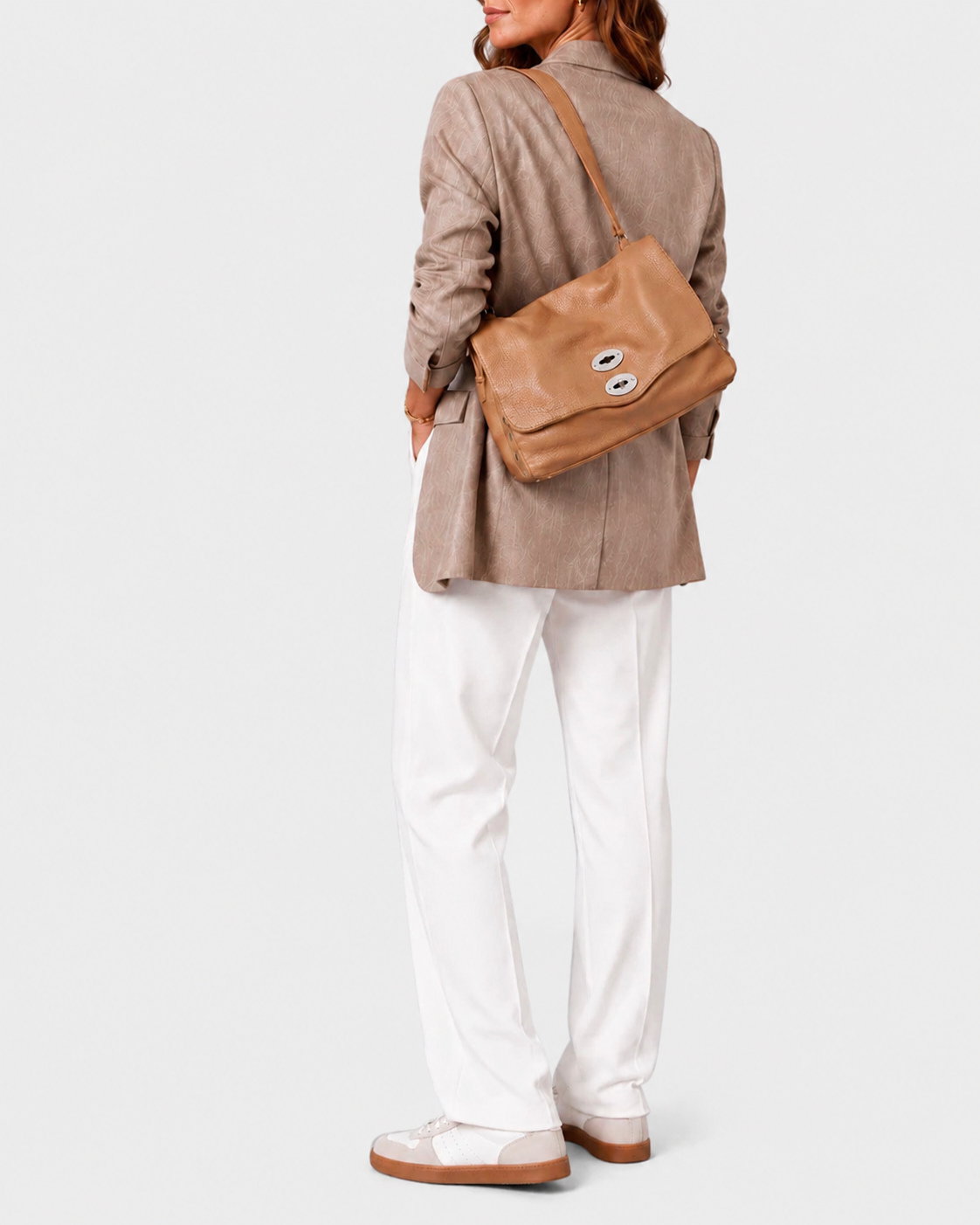 BORSA POSTINA® MEDIUM IN PELLE MARTELLATA BROWN CANTUCCI