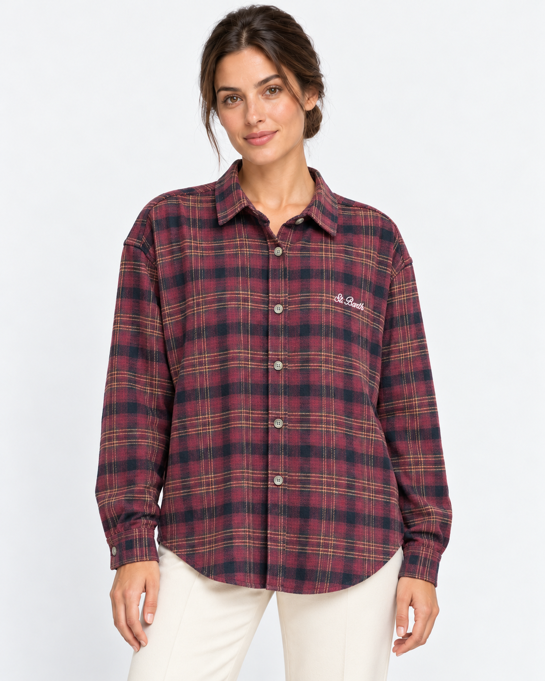 MC2 Saint Barth Camicia Donna Lully Hello Kitty Tartan Bordeaux