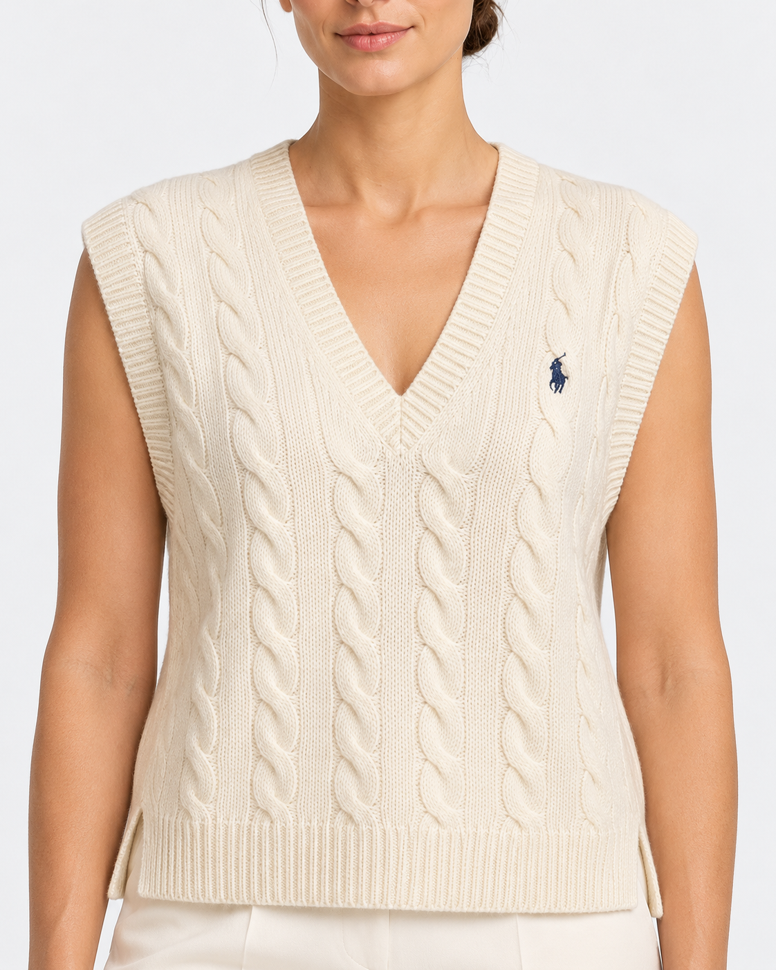 polo ralph lauren Gilet in maglia di lana e cashmere a trecce
