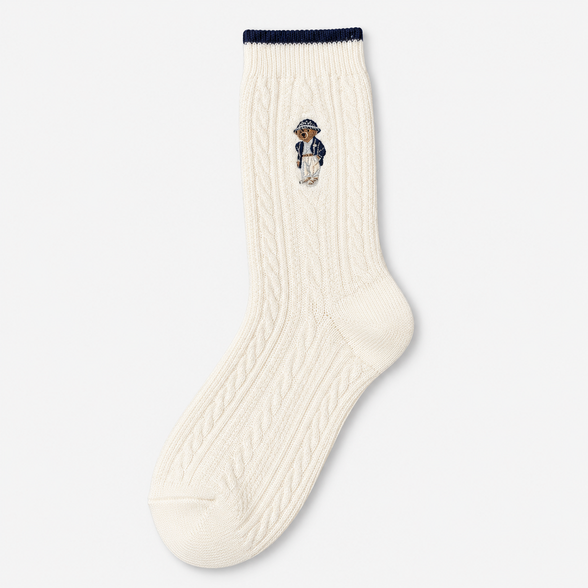 Polo Ralph Lauren Calze Donna a Trecce Panna con Polo Bear