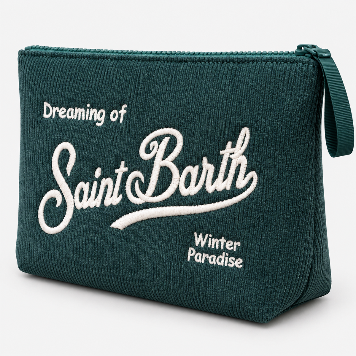 MC2 Saint Barth Pochette Donna Aline in Velluto a Coste Verde Scuro