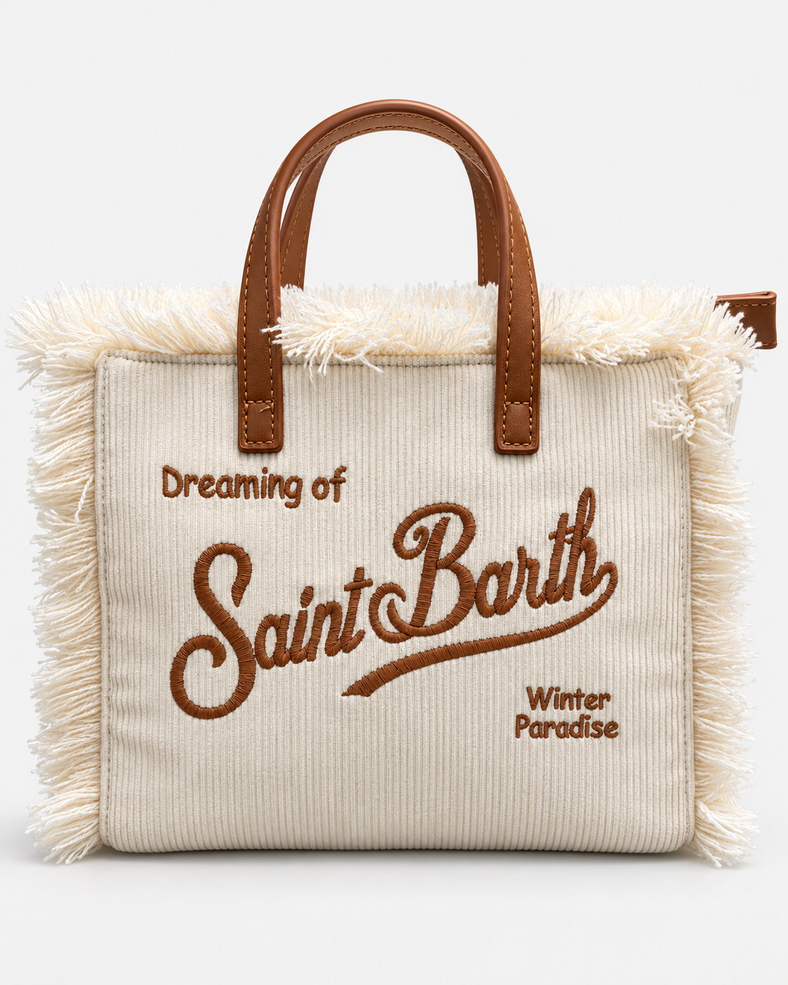 MC2 Saint Barth Borsa Donna Vanity Mini in Velluto a Coste Panna