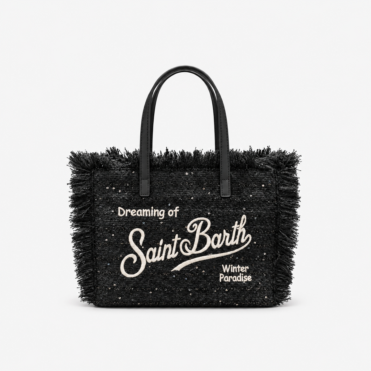 MC2 Saint Barth Borsa Donna Colette Tweed Nera con Mini Paillettes