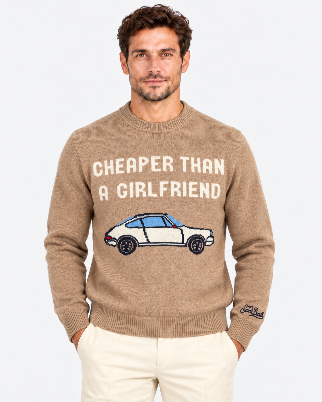 MC2 Saint Barth Maglia Uomo Cheaper Than a Girlfriend Beige
