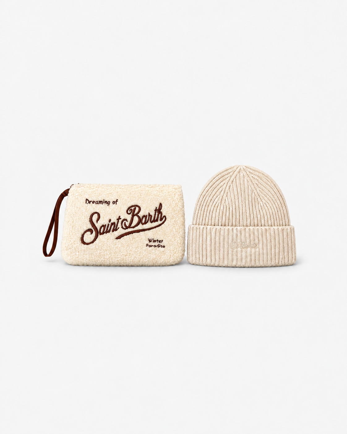 MC2 Saint Barth Gift Box Donna Teddy con Pochette Panna e Berretto