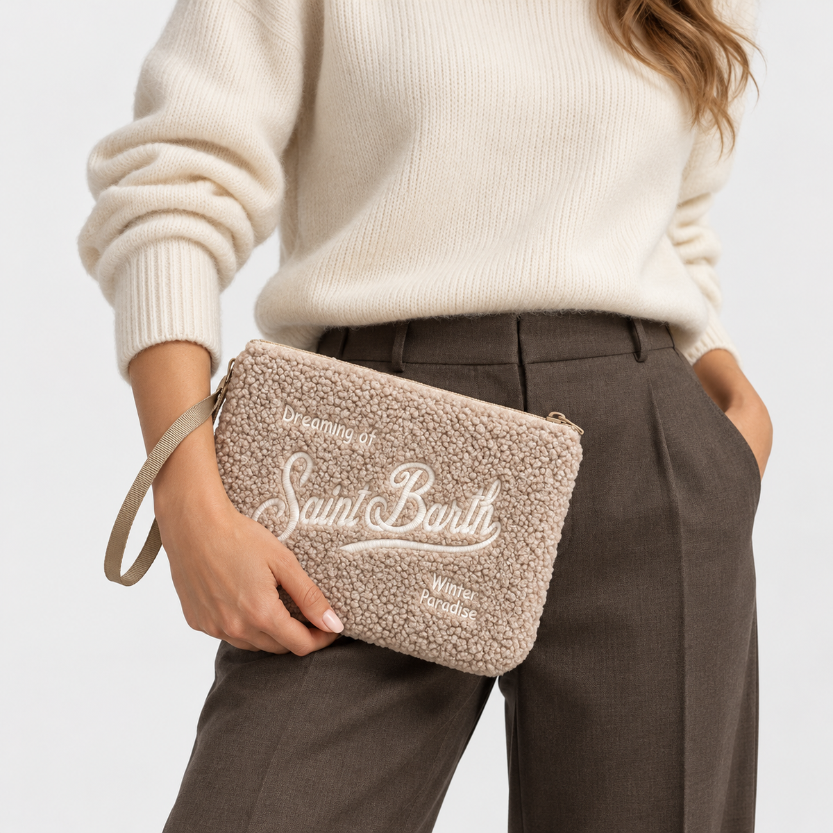 MC2 Saint Barth Pochette Donna Aline Teddy Beige