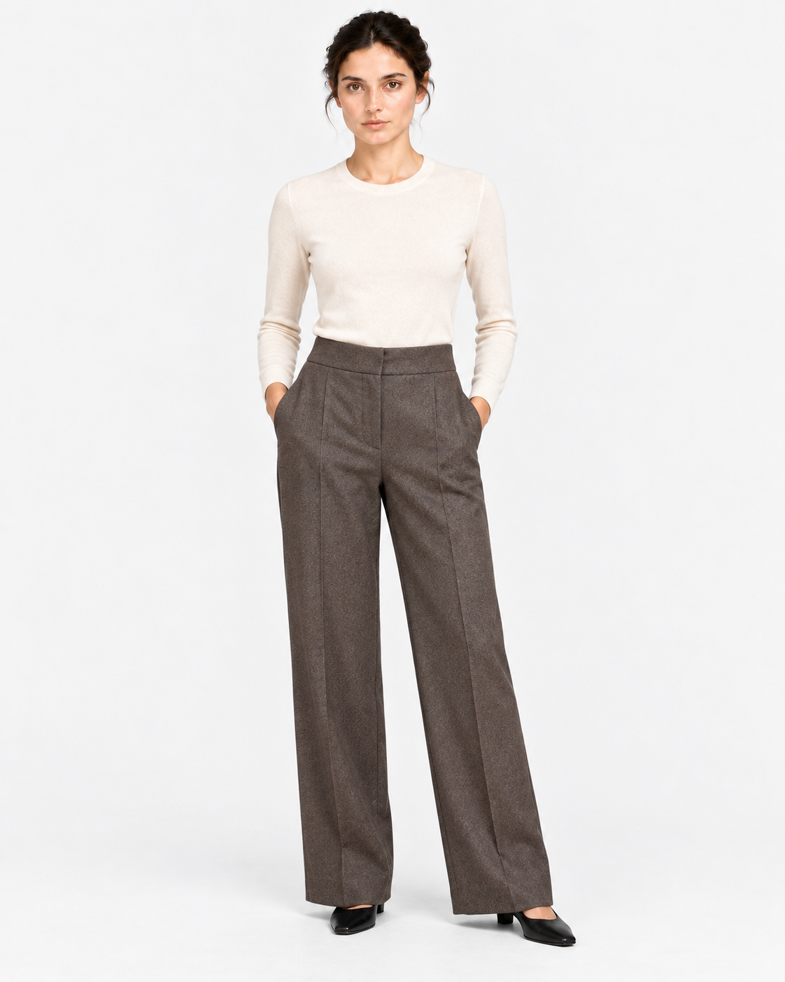 Gran Sasso Pantaloni Donna Testa di Moro in Lana e Cashmere