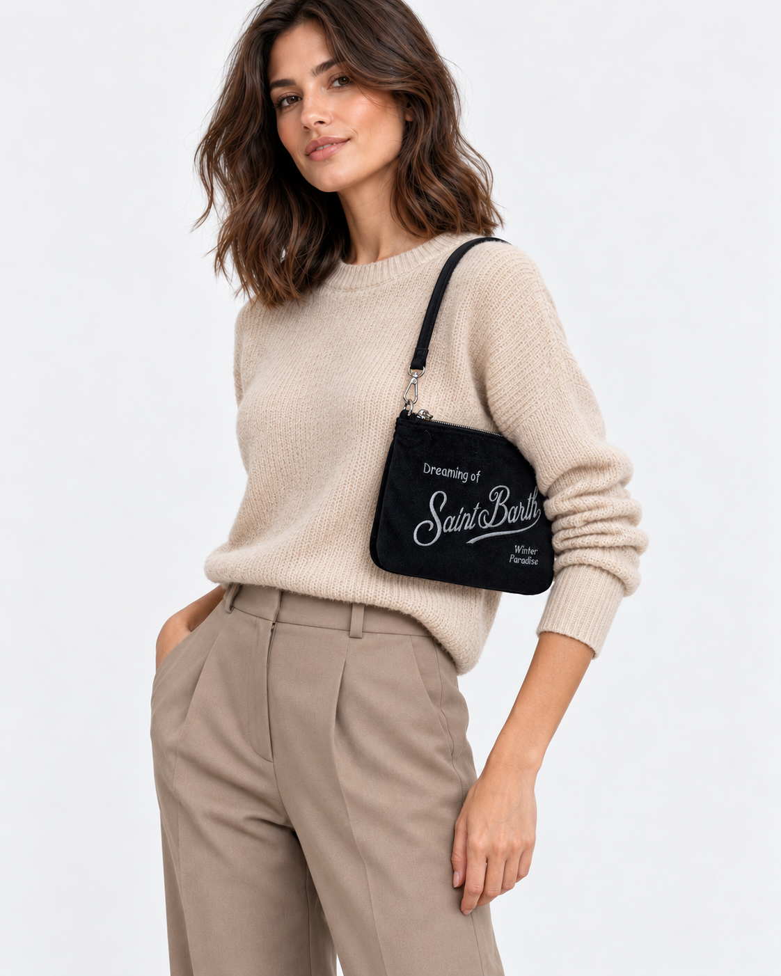MC2 Saint Barth Borsa Donna Parisienne Mini in Velluto Nero