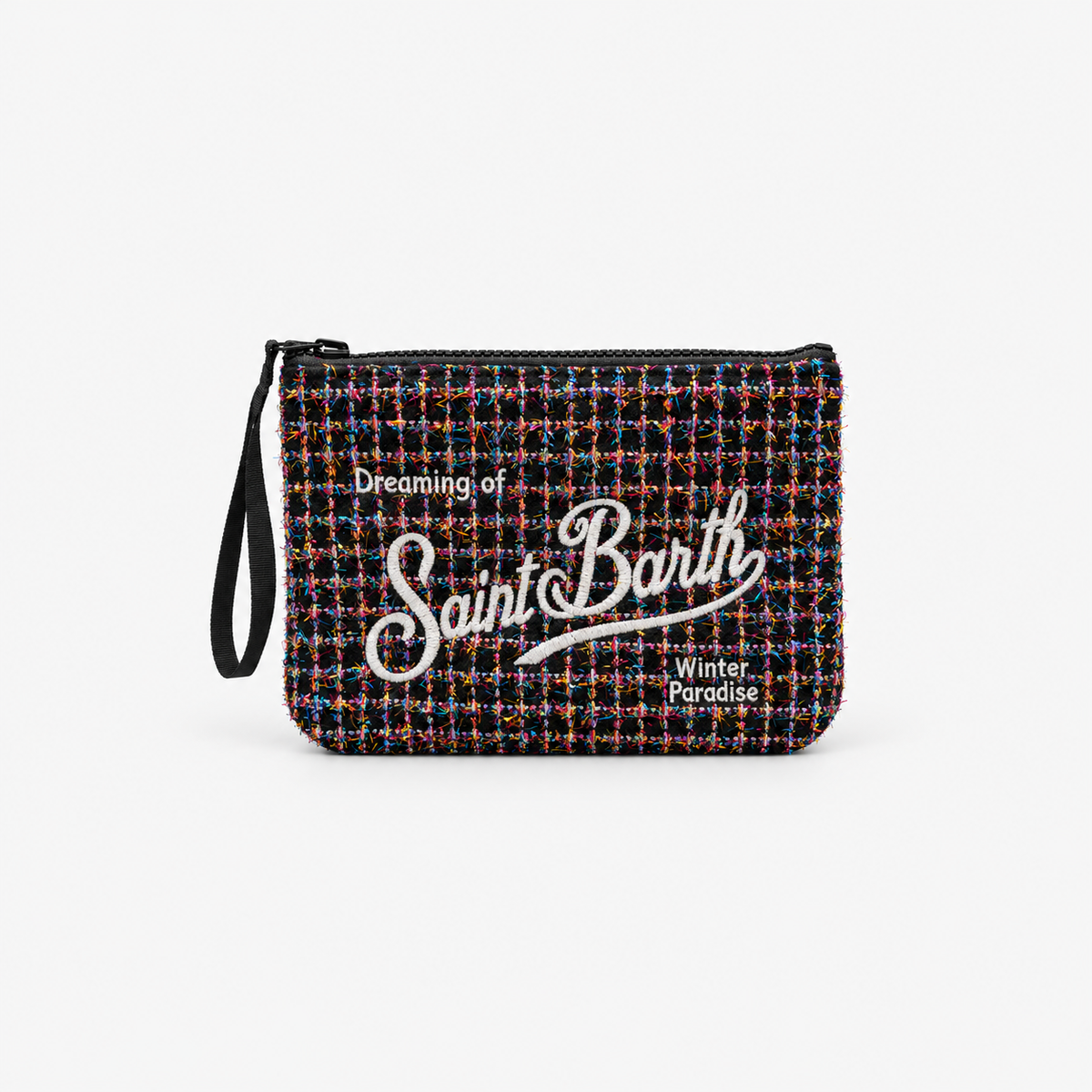 MC2 Saint Barth Pochette Donna Aline Tweed Shiny Nero Multicolore