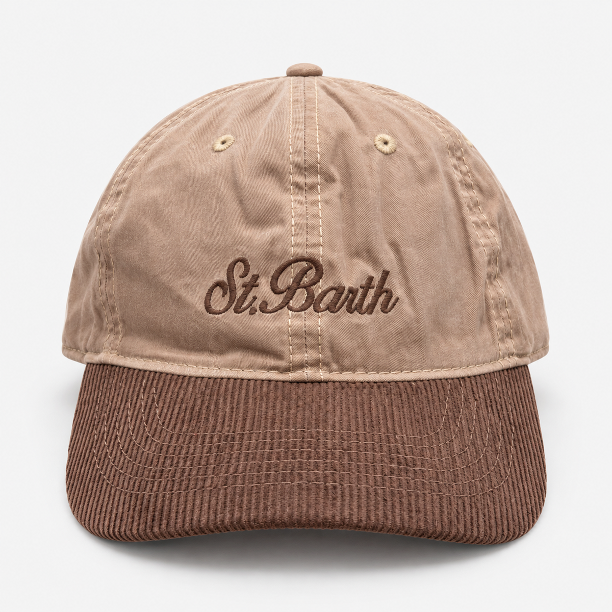 MC2 Saint Barth Cappello Donna Baseball Wax Corduroy Beige e Marrone