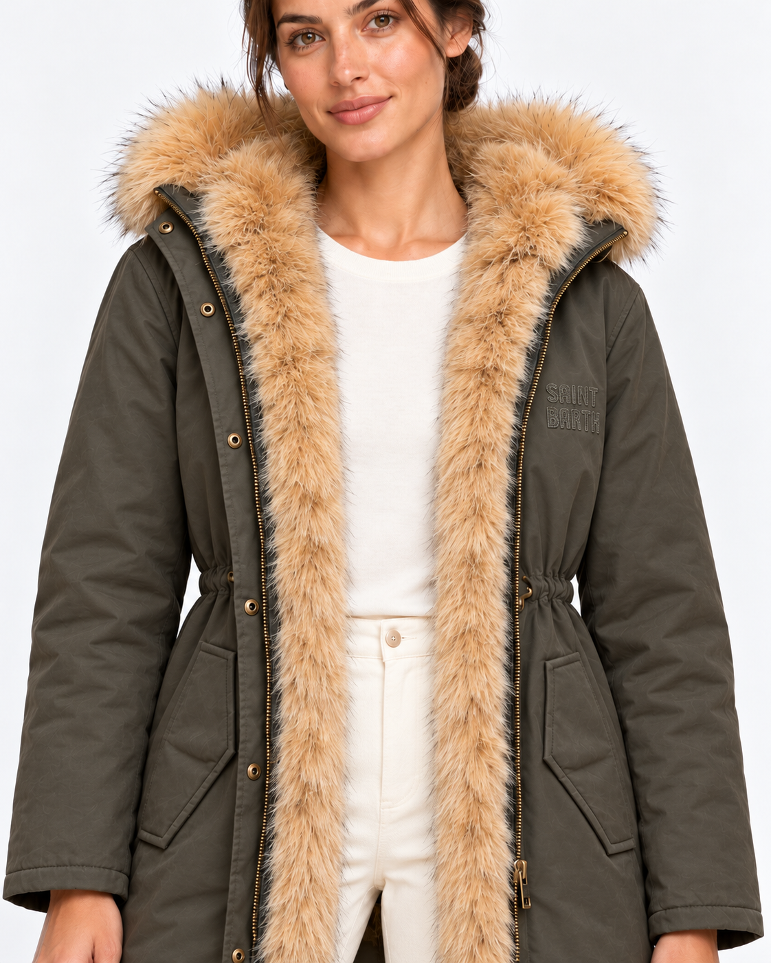 MC2 Saint Barth Parka Donna Brenna Verde Militare