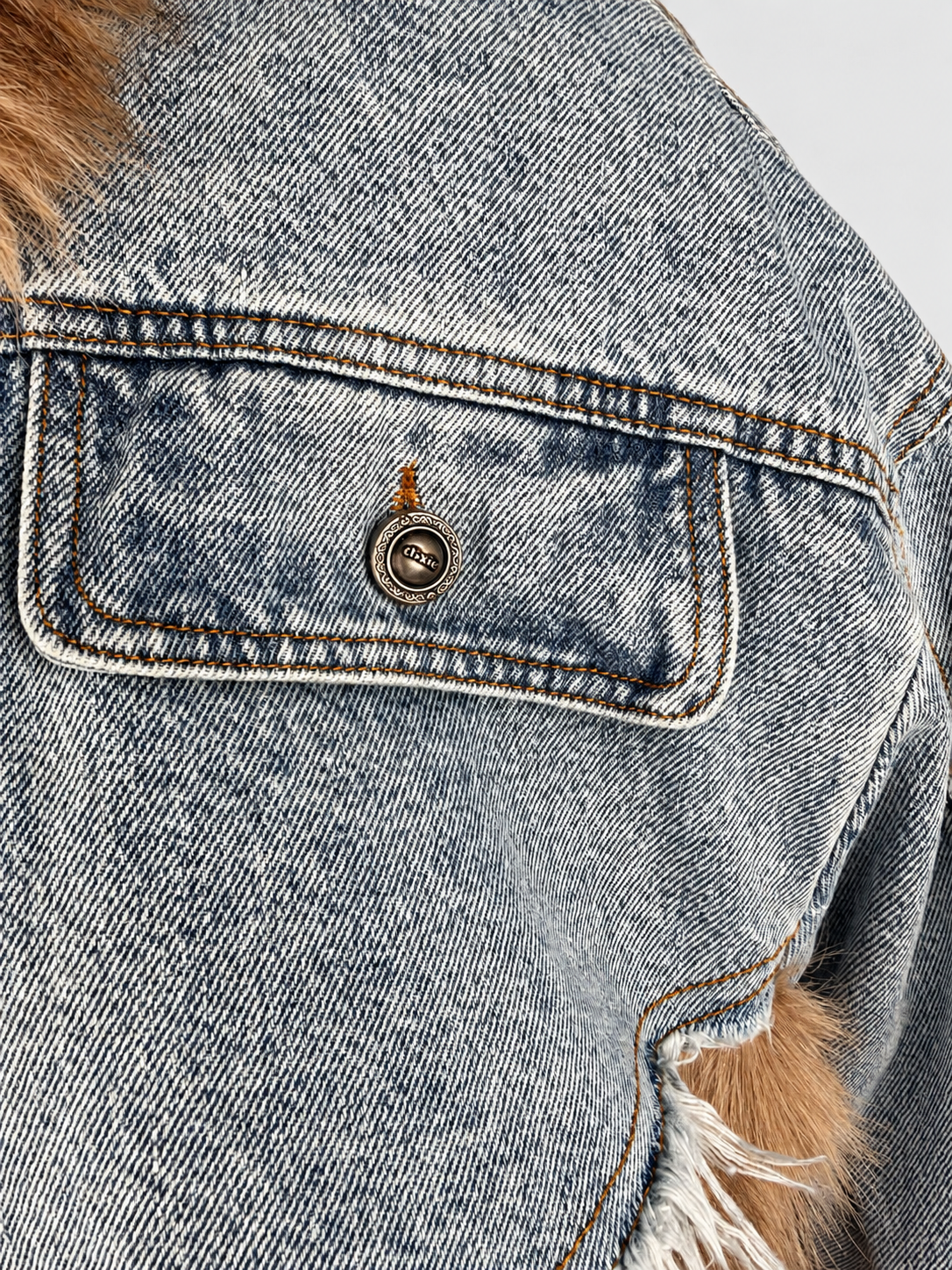 Dixie giubbotto donna in denim chiaro ed ecopelliccia