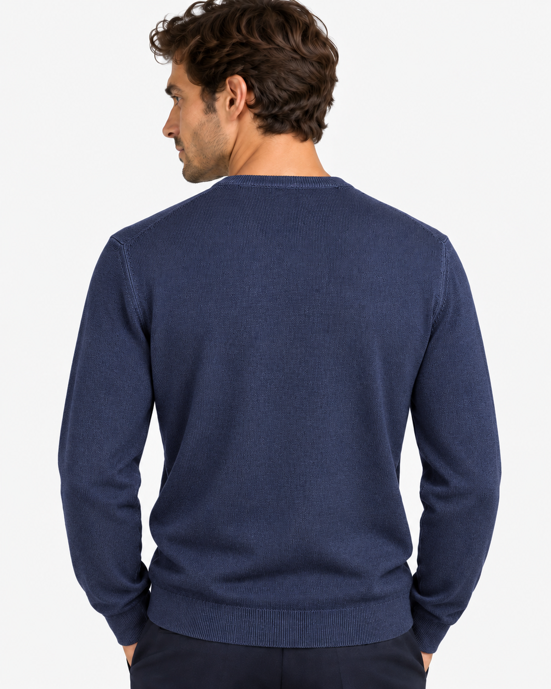 Gran Sasso Maglia Uomo Girocollo in Lana Blue Denim