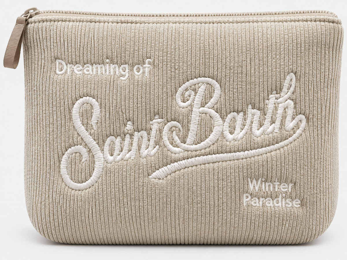MC2 Saint Barth Pochette Donna Aline in Velluto a Coste Beige