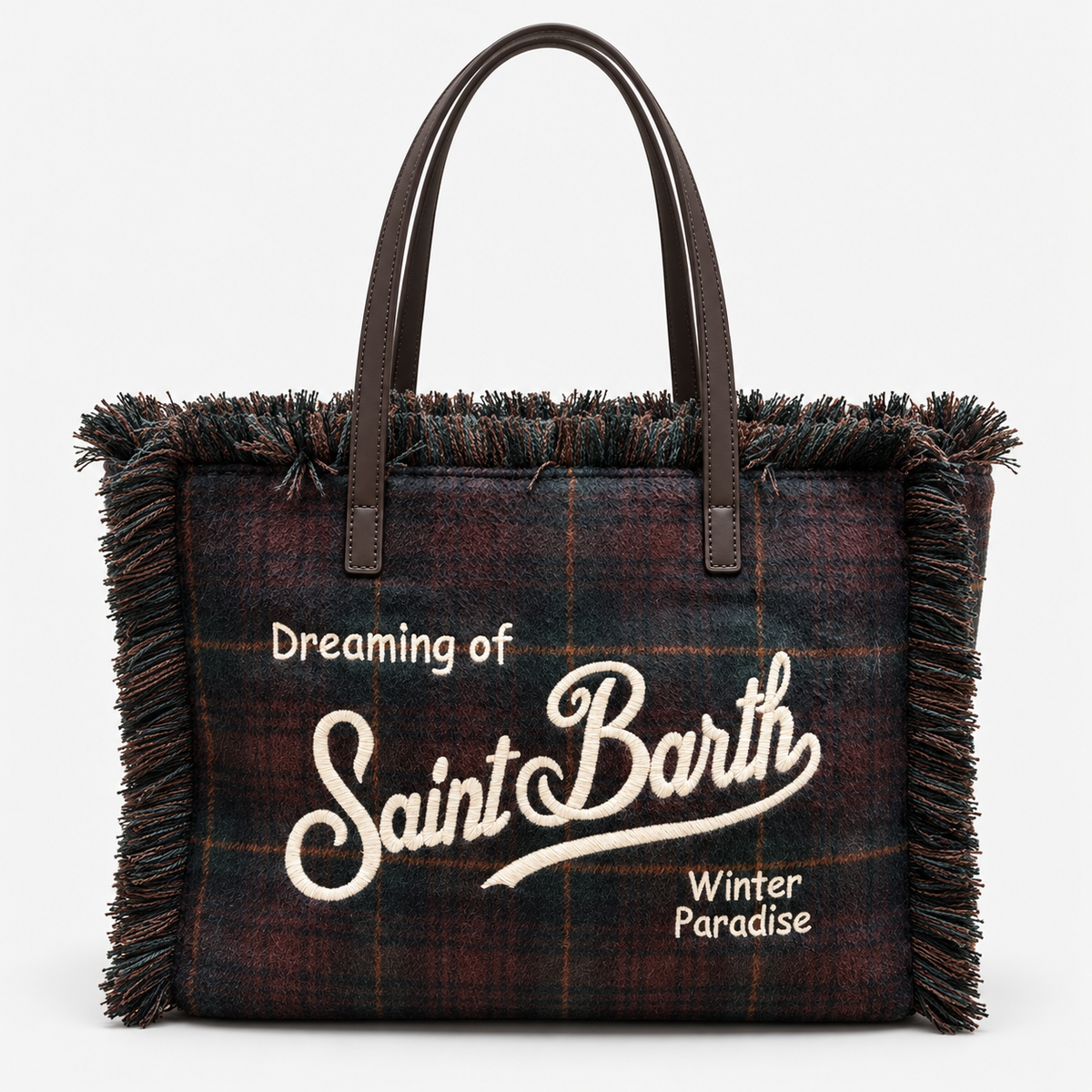 MC2 Saint Barth Borsa Donna Vanity Tartan Verde Scuro e Bordeaux