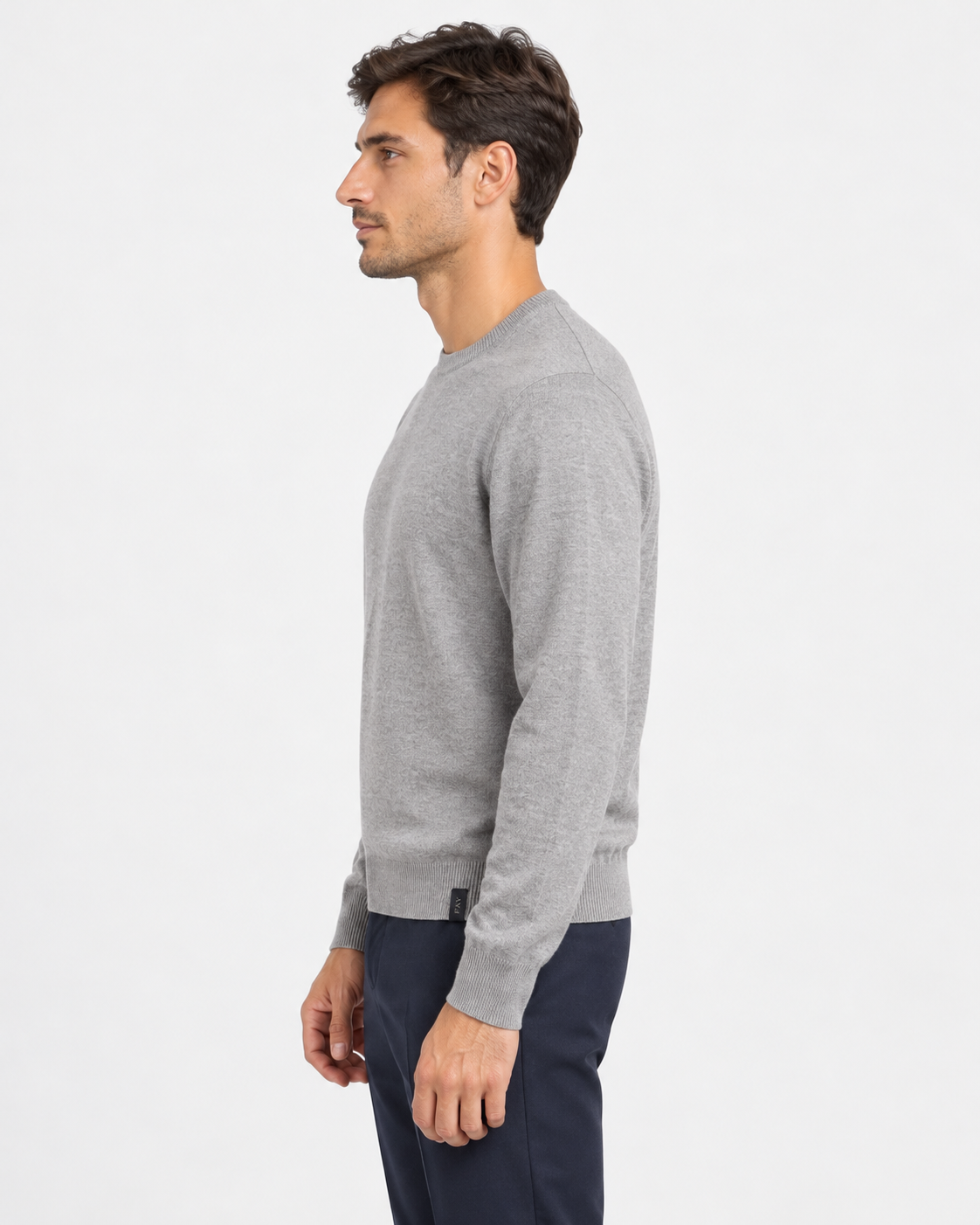 Fay Pull Girocollo Uomo in Lana Merinos grigio