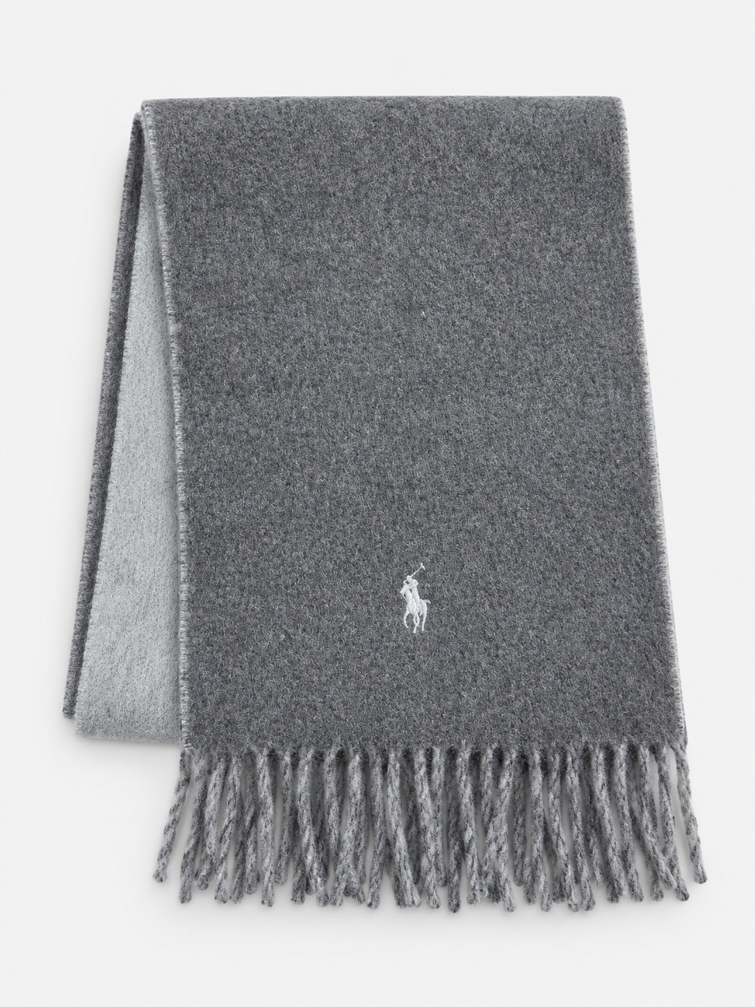 Grey wool-blend reversible scarf