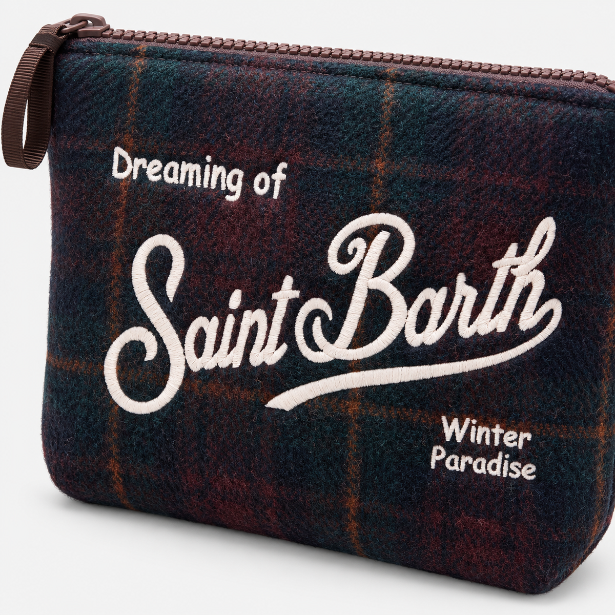 MC2 Saint Barth Pochette Donna Aline Wool Tartan Verde e Bordeaux