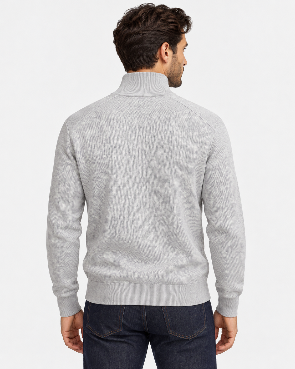 Polo Ralph Lauren Maglia Uomo Mezza Zip in Cotone Grigio Mélange