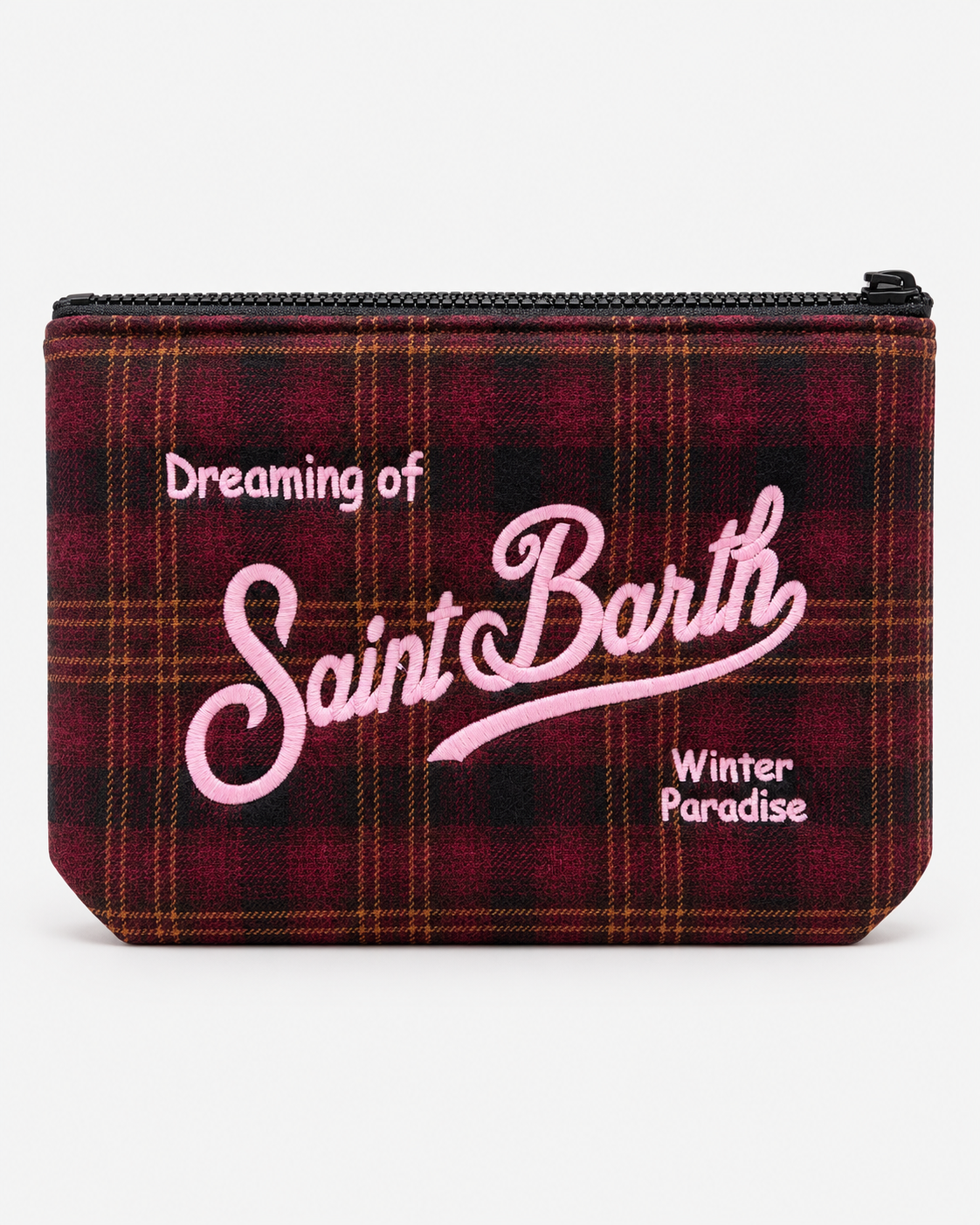 MC2 Saint Barth Pochette Donna Aline Wool Tartan Bordeaux
