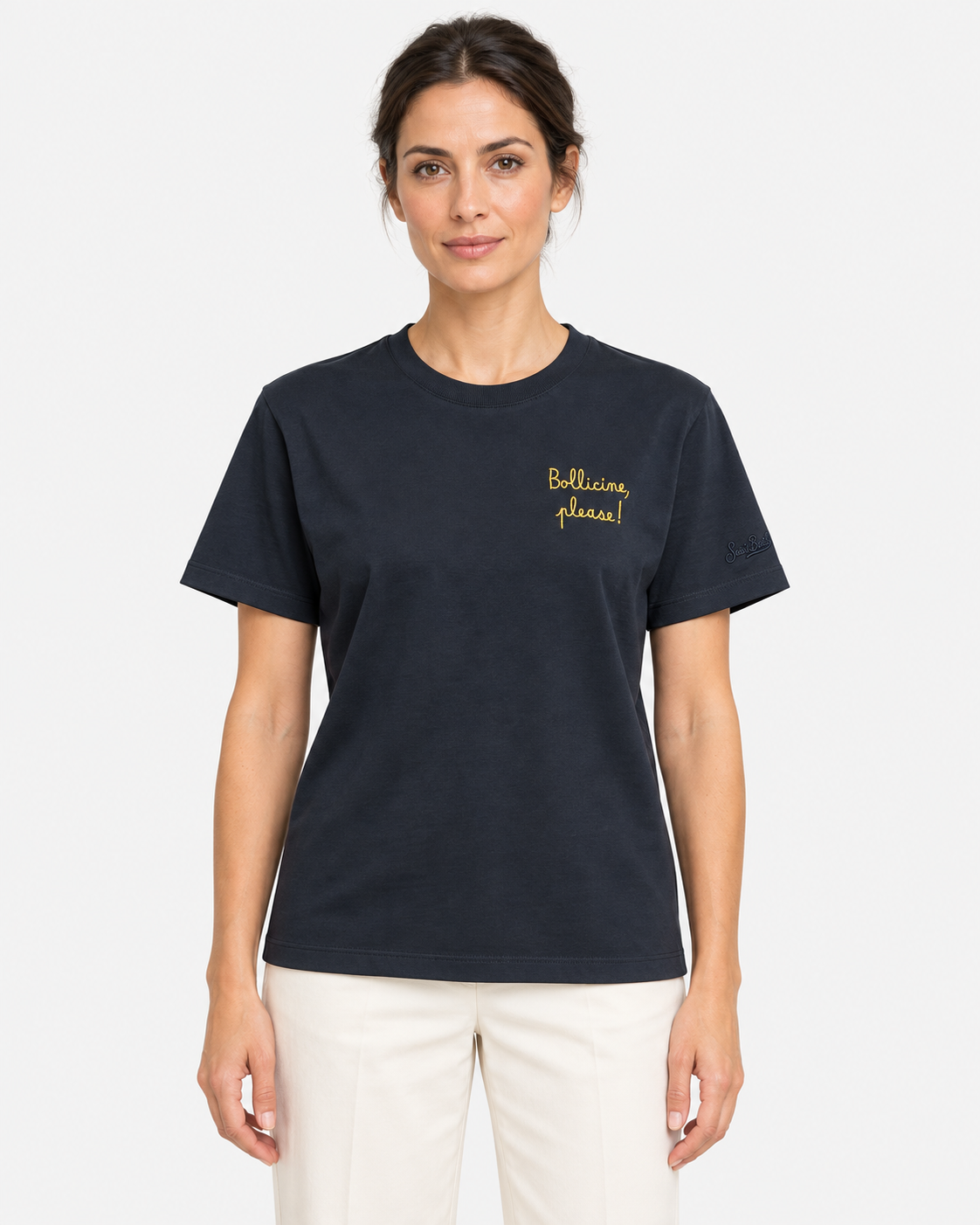 MC2 Saint Barth T-shirt Donna Emilie Bollicine Please in Cotone NERO
