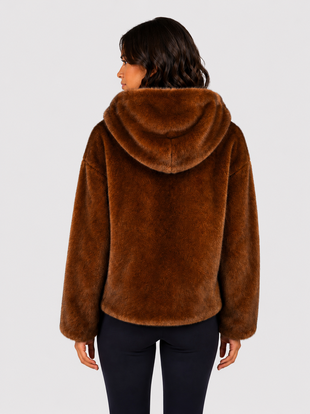 Herno bomber in melange alternative mink fur fondente