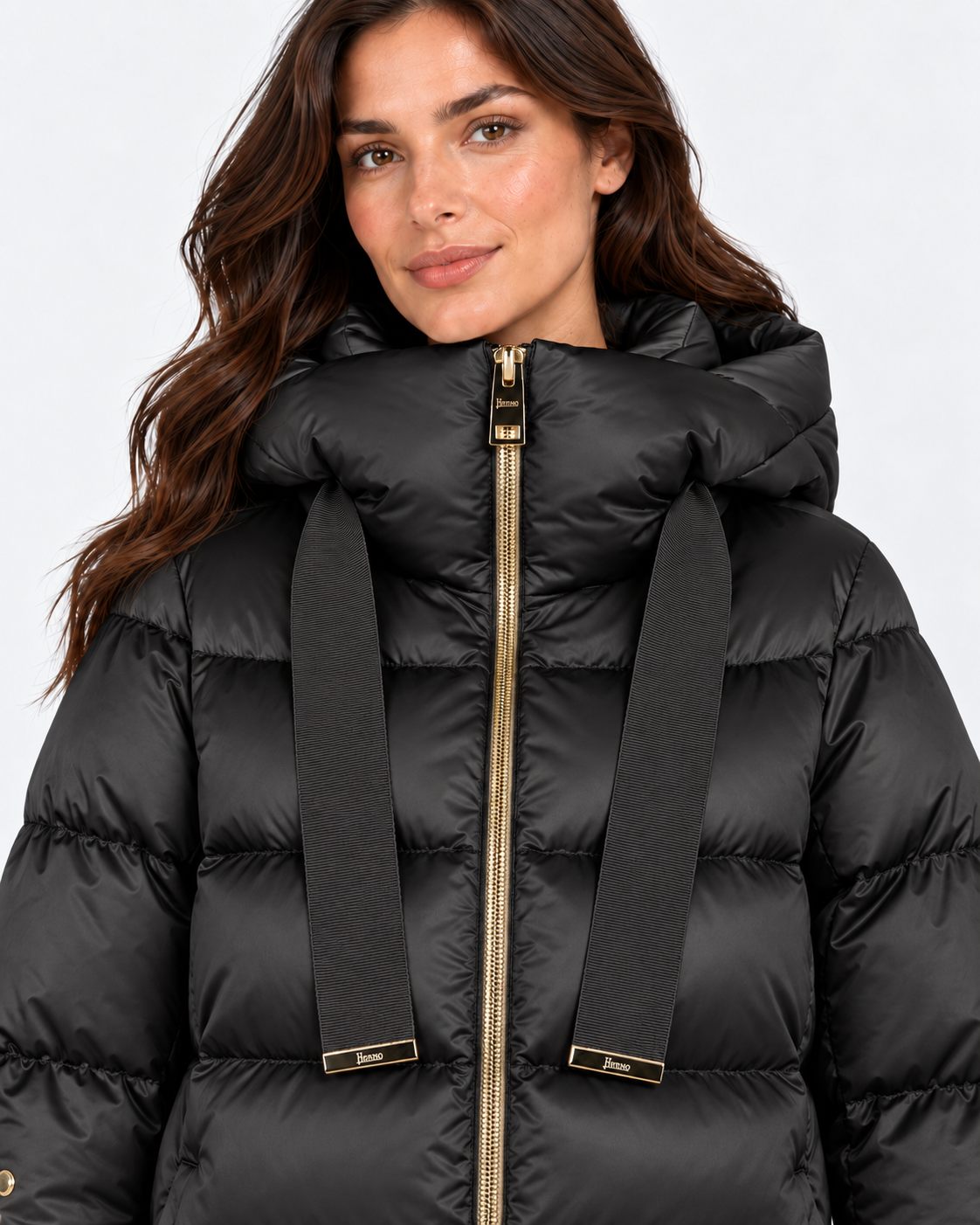 Herno Piumino donna A-shape in satin nero