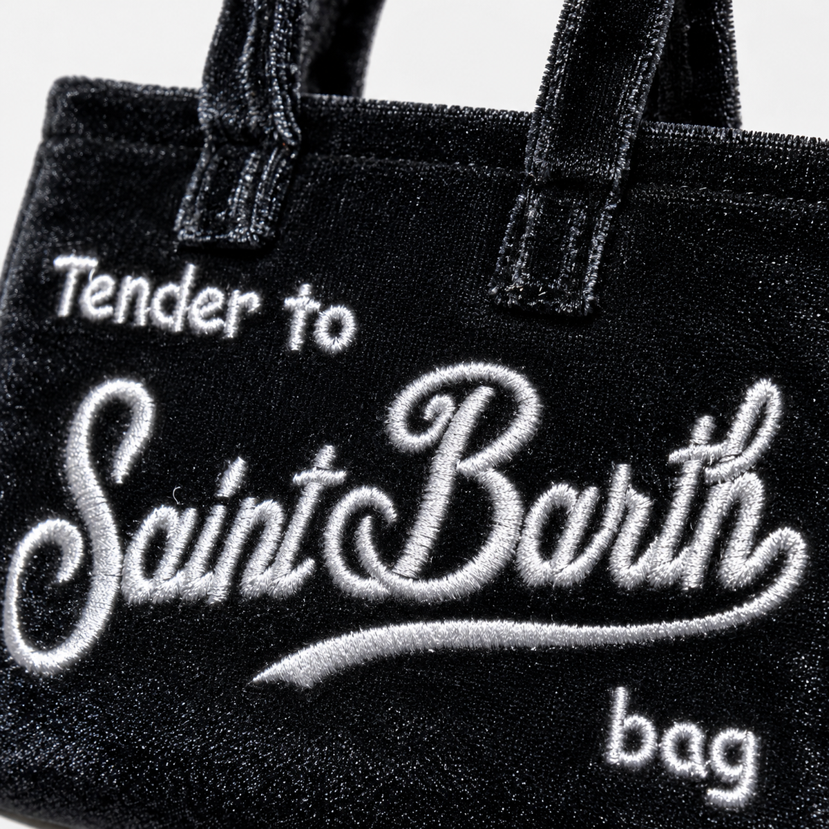 MC2 Saint Barth Phone Bag Donna in Velluto Nero con Tracolla
