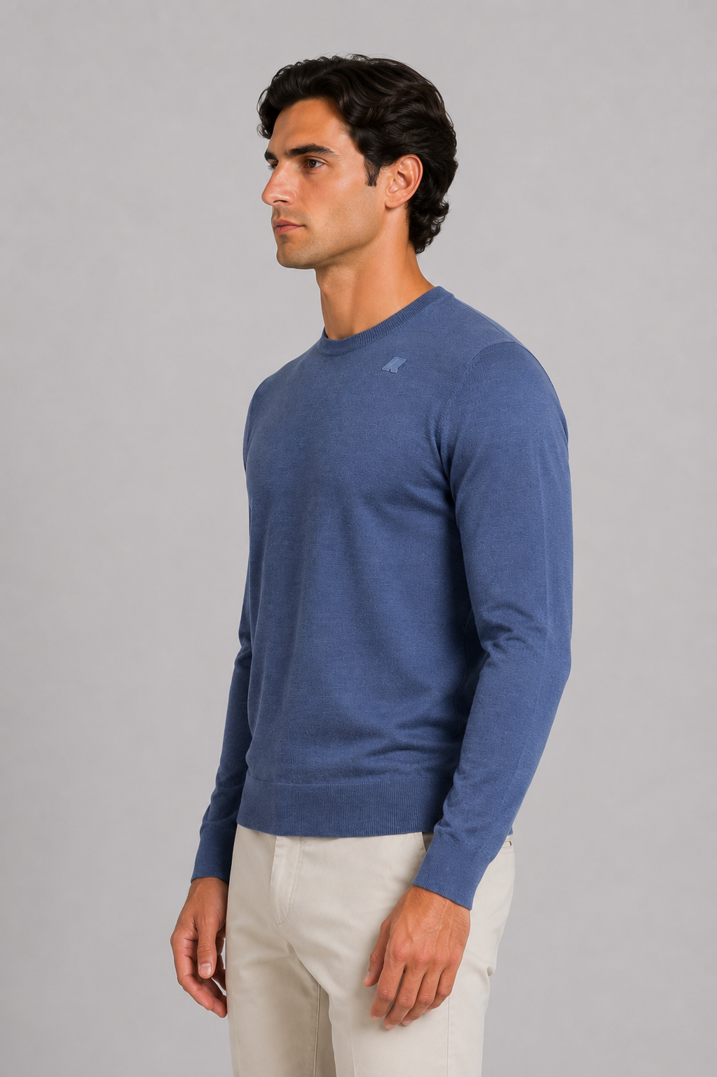 Maglia Sebastien merino blue avion melange