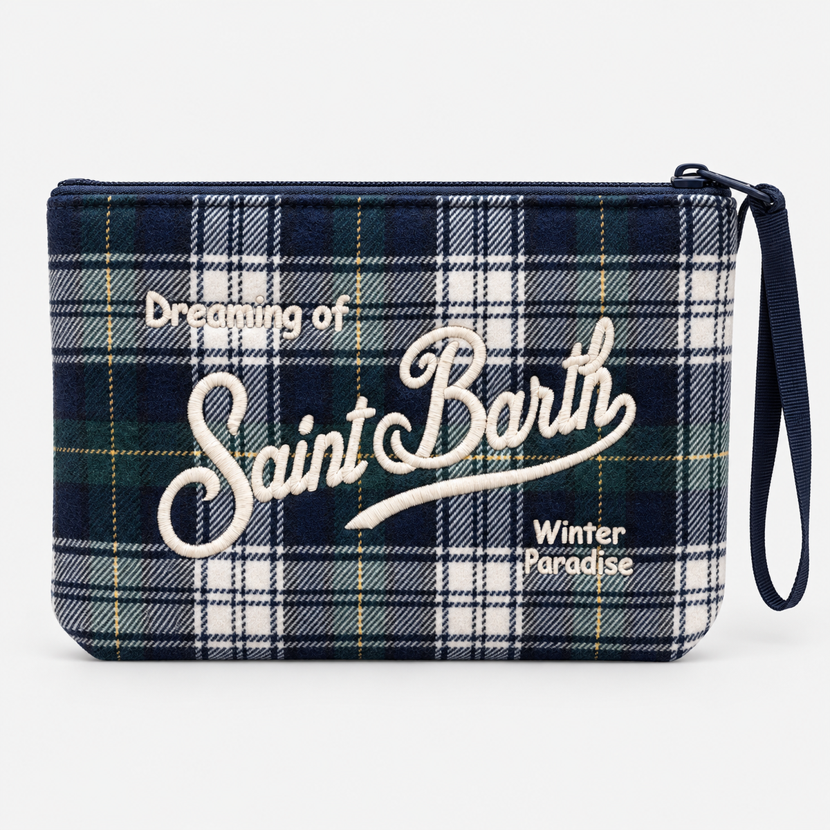 MC2 Saint Barth Pochette Uomo Aline Wool Tartan Blu e Verde