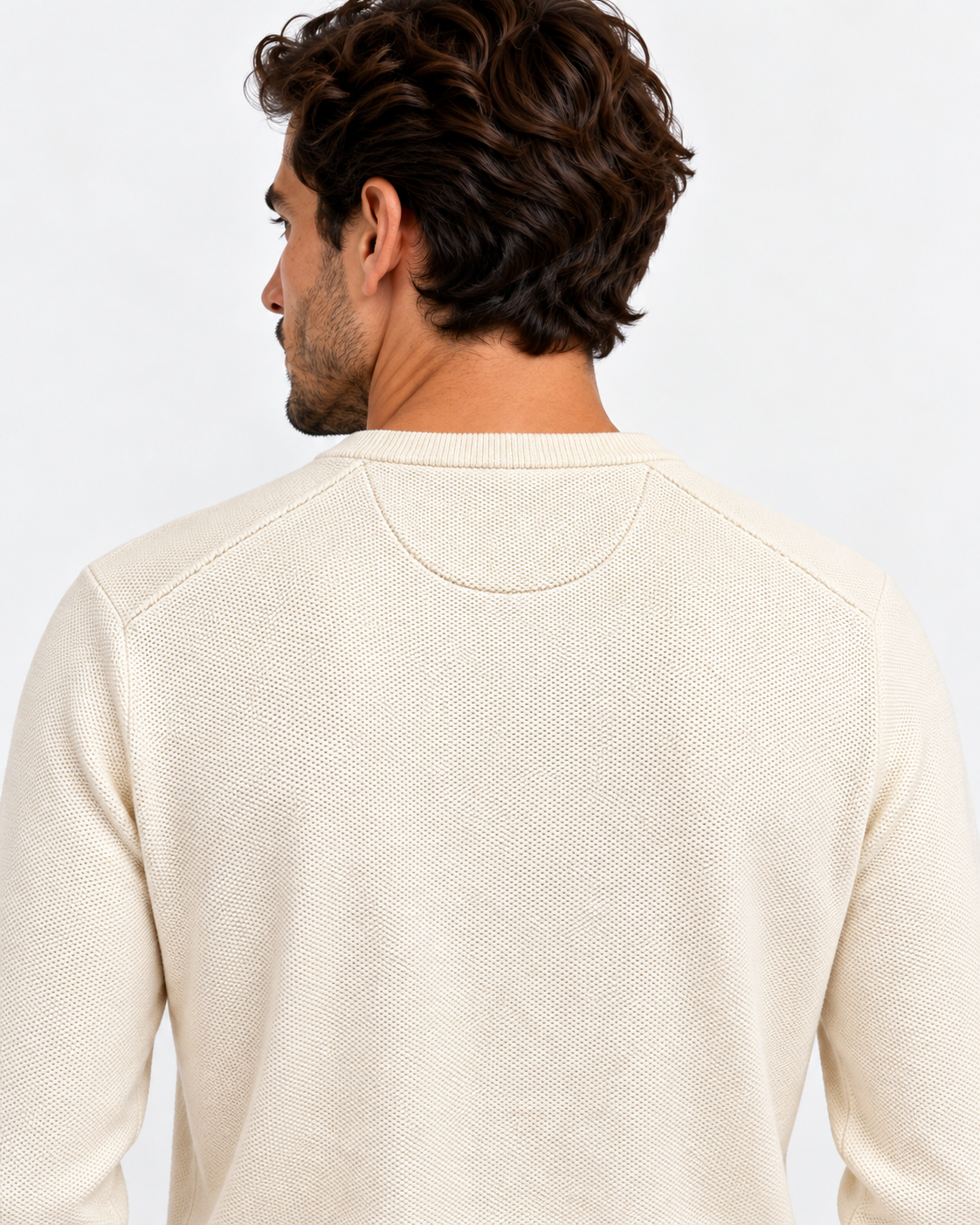 Polo Ralph Lauren Maglione Uomo Girocollo in Cotone Nido d’Ape Panna