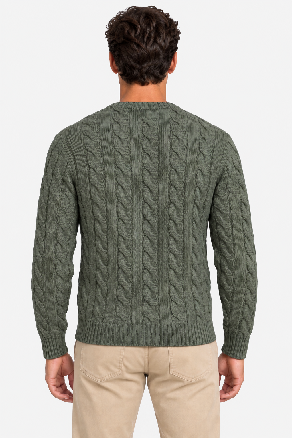 Polo Ralph Lauren Maglia Uomo a Trecce Green in Cotone