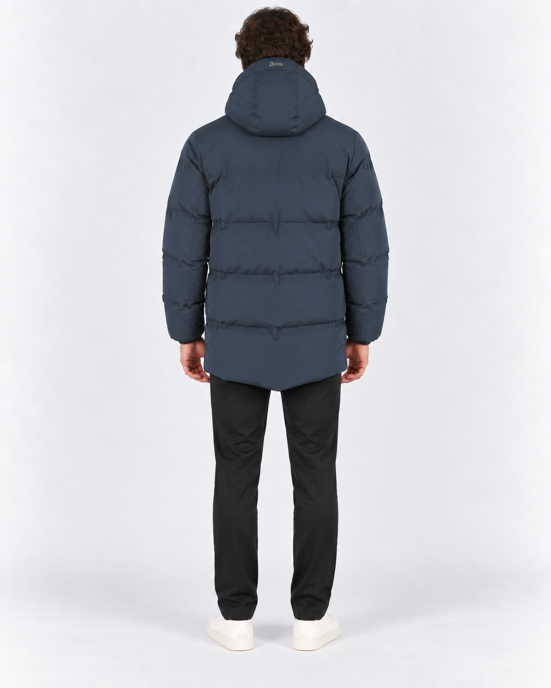 Herno Giacca lunga uomo New Impact blu con cappuccio